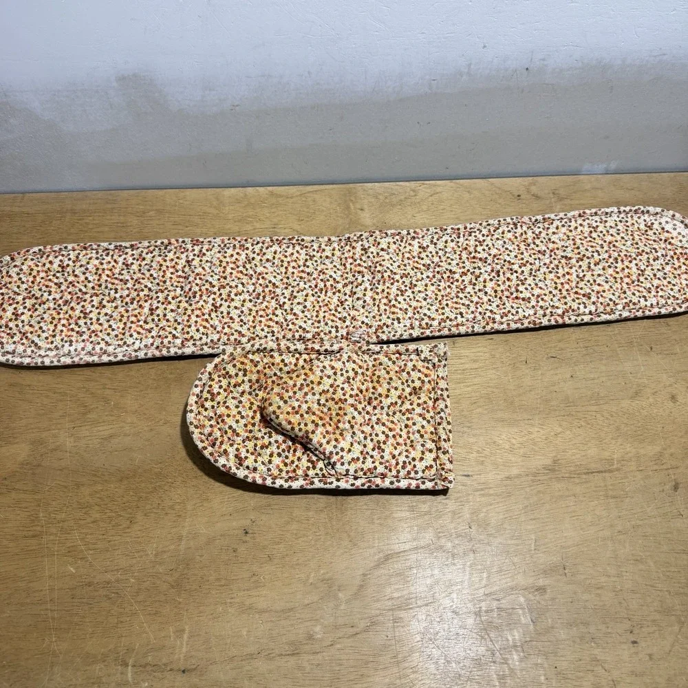 Vintage Mushroom Oven Mitts Pot Holders MCM 1970s Hippie Retro Kitchen Set 2pc